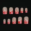Wholesale- Hot !24PCS Finished False Nails with 3D Rhinestone Decoration False Fake Nails Nail Art Tips for Lady/Women Manicure Art