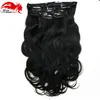 Hannah Brazilian Clip in Human Hair Extensions Body Wave Clip Ins For Black Women 7pieces Set Brasiliansk hårklipp i Extension1786957