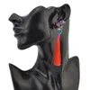 idealway Bohemian Gun Black Plated Crystal Drop For Women Fashion Thread Long Tassel Earrings