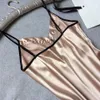 Wholesale- Hot Sale Ladies' Sexy Satin Night Robe Dress Lace Nighties V-neck Nightgown Plus Size Nightdress Sleepwear Nightwear For Women