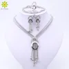 2017 New Fashion Dubai Jewelry Set Silver Plated Romantic Nigerian Wedding African Beads Costume Jewelry Set For Women