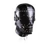 New Bondage Luxury Full Leather Bondage Hood Gimp Mask with Blindfold Locking Mouth Zip9475981