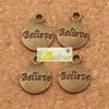 Believe Round Spacer Charm Beads 300pcs/lot 15.4x11.8mm Antique Silver/Gold/Bronze Pendants Jewelry DIY L350 LZsilver