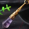 Whole New Natural amethyst Pendulums for dowsing healing crystals Chakra pendulum charms necklace pendant Women Fashion jewel9428078