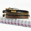 Bijoux pour hommes, 10 pièces, Micro pavé en laiton noir Cz, Double Tube Long, protecteur de montre, Bracelets en macramé, 287j