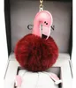 Gorąca sprzedaż Flamingo Pompom Blak Urocze y sztuczna królicza futra kulka Kluczowa sieć zwierzęcych ptak