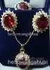 Sri Lanka rubis collier boucle d'oreille bague ensemble 18K GP bijoux Sets8676454