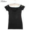 Wholesale- Ladies Women charming Sexy keyhole Ripped Slashed Black Tight T Shirt Top chic skinny Clubwear Cut out Tee Club Wear