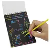 Wholesale- 1pcs Scratch Note Black Cardboard Creative DIY Draw Sketch Notes for Kids Toy Notebook School Supplies(Blue)