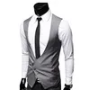 Vente en gros - Mens Formal Vest Haute Qualité 2015 Noir Gris Robe Gilets Pour Hommes Gilet Costume Homme Classique Robe De Soirée Formelle Mens Vest
