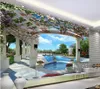 Luxury European Modern High-end luxury villa 3D swimming pool backdrop