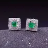 natural emerald stud oorbellen