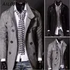 Großhandel - AILOOGE 2016 Neue Mode Männer Wollmantel Winterjacke Trenchcoat Oberbekleidung Mantel Zweireiher Peacoat Männliche Windjacke