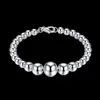 Bracelet Necklace S080 Top quality 925 Sterling silver plated beads chain necklace bracelet fashion jewelry party gift package for women Free shipping