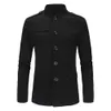 Novas publicações Homens Inverno Casual gola chinesa Túnica Suit Blazer Casacos Preto Individual Breasted Magro Jacket e Brasão M-2XL