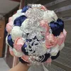 Purple Gold Satin Wedding Bridal Bouquet Simulation Flower Wedding Supplies Artificial Flower Crystal Sweet 15 Quinceanera Bouquet251e