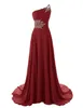 One Shoulder Gradient Chiffon Prom Dresses Sparkle Beaded Sequined FloorLength Long Ombre Formal Evening Bridesmaid Party Gown Sp6883082