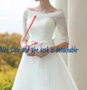 Vintage Elfenbein-Spitze-Organza-Ballkleid-Hochzeitskleider, U-Ausschnitt, halbe Ärmel, Knöpfe hinten, knielang, Brautkleider nach Maß