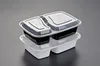 900 ml Wegwerp Plastic Food Container 2-Compartiment Voedsel Maaltijden Opslag Holoder 2 Kleuren Afsluiten Doos Servies