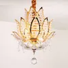 Modern Luxury Crystal Golden Lotus Corridor Pendant Lights Balcony Pendent Lamps European Hallway Pendant Lighting Fixtures