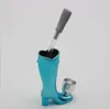 Newest High Shoes Boots Shape Tobacco Pipe Hand Cigarette Smoking Water Bongs With Metal Bowl 4 Colors 73mm Height Accessoories Tools