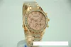 Mode Horloges Dames Diamond Gold Silver Rose Alloy Rhinestone Steel Watchbands met Kalender Datum Dames Jurk Horloges