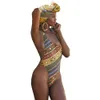 Hisimple Costume intero da donna africano Costume da bagno taglie forti Costume da bagno grande per ragazza in rete trasparente senza schienale Costume da bagno monokini nero sexy