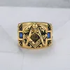 Popüler Mavi Sapphire CZ Freemason Masonic Erkekler Yüzükler 316L Paslanmaz Çelik Ücretsiz Mason Master Signet Pusula Ve Kare Fırtıllık Öğe Yüzük Takı Yüksek Kalite