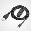 Freeshipping 2pcs / lot Micro USB Power Ladekabel mit EIN / AUS-Schalter für Raspberry Pi 3 2 B B + A