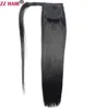 16 "-32" Wrap Magic Ponytail Horsetail 80g-140g klipp i / på 100% brasiliansk remy mänsklig hårförlängning naturlig rakt