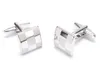 Luxury Silver Cufflinks With Laser Pattern Shirt Cuff link For Men New Brand Square Wedding Cufflinks Gift For Fathers Day