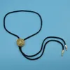 idealway Gold Pendant Long Bolo Tie Necklace for Women British Style Multi Rope Chain