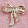 Simple Bowknot Brooch Scarf Pins Czech Crystal Rhinestone Brooches for Women Girl Wedding Bride Brooch Pin Jewelry Gifts