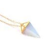 Healing Crystal Opal Pyramid Collana di ametista Placcato oro Howlite Quarzo rosa Amuleto Collane con ciondolo in pietra naturale collier