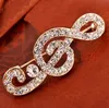 Quality Designer Musical Note Brooch Scarf Pins Shiny Crystal Rhinestone Brooches for Women Wedding Party Bride Bouquet Jewelry Gift