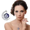 Free shipping Wolf Pattern Moon Time Gemstone Necklace Pendant WFN178 (with chain) mix order 20 pieces a lot