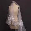 Velo da sposa da cattedrale di lusso chic a un livello SENZA pettine Veli da sposa con fiori in rilievo e perle di pizzo4544155