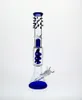 15'' Blue Screw Pipe Percolato Beaker Glass Bong With Downstem Bowl 14.4mm Joint Hot Seller Two Function Oil Rigs Bubbler