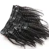 자연 색 처리되지 않은 브라질 변태 곱슬 머리 100g 7pcs Afro Kinky 클립 확장 자연 색상