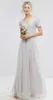 Country Long paljetter brudtärna klänningar 2019 Sliver Short Sleeve V Neck Plus Size -klänningar Tulle Aline Maid of Honor Dress Maternity4734235