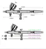 듀얼 액션 에어 브러시 키트 임시 문신 세트 0.2mm / 0.3mm / 0.5mm 바늘 에어 브러시 comperssor 바디 페인트 아트 스프레이 건