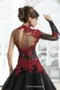 ビンテージビクトリア朝のゴシックマスカレードアラビアのウェディングドレス高品質のハイネックレースアップリケ袖のブライダルガウンカスタムメイドのプラスサイズ