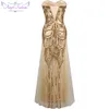 Angel-Fashions Donne Sequin Senza spalline Sweetheart Tulle Flapper Gatsby Dress Dress Wedding Empire Dress FBA-186