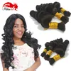 Capelli umani per micro trecce Capelli sfusi senza attacco Onda sciolta non trattata Capelli vergini sfusi 16"-26" Nero naturale