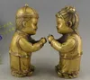 Antique de Cuivre en Laiton Golden Boy et Jade Fille Figurine Figurine Figurine