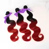 New fashion 3 bundles Wave Hair Weft color 1b/Red synthetic Hair Weave Extension for full head free shipping