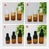 A B C D Tapa 1 ml 2 ml 3 ml 1000 piezas Mini botellas de vidrio con gotero ámbar para viales de exhibición de aceites esenciales pequeños contenedores de goteros de Perfume