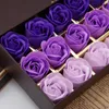 18Pcs Rose Bath Soap Flower Petal Set With Gift Box For Wedding Party Valentine's Day 4 style192e
