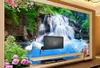 Scenery Wallpaper Crane Peony Waterfall Water Scenery Paper203G