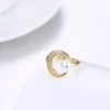 Luxury 18k Solid Yellow Gold Moon Shape Ring Lady Crystal Pearl Ring Bride Wedding Ring Jewelry Rings For Women 1080406